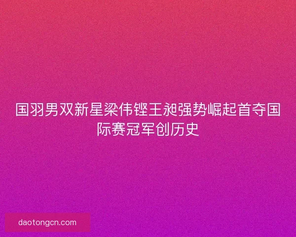 国羽男双新星梁伟铿王昶强势崛起首夺国际赛冠军创历史 国羽男双新星梁伟铿王昶强势崛起首夺国际赛冠军创历史