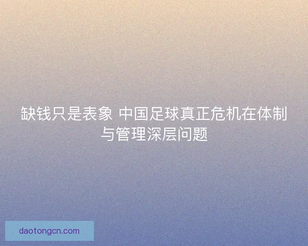 缺钱只是表象 中国足球真正危机在体制与管理深层问题